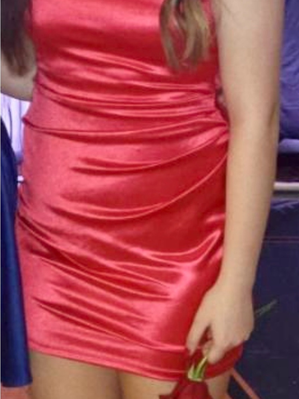 Girls' Shiny Red Satin Ruched Party Dress